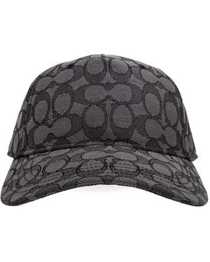 COACH Logo-buckled Cap - Gray