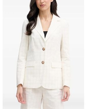 Benetton Check-Pattern Notched-Lapel Blazer - White