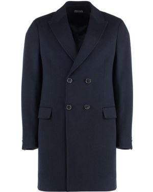 ZEGNA Double-Breasted Coat - Blue