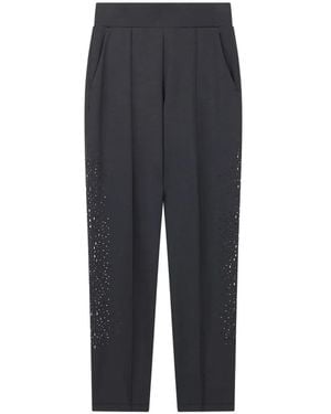 EA7 Rhinestone-Embellished Pleated Trousers - Blue