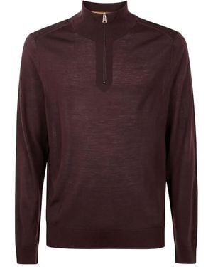 Paul Smith Jumper Zip Neck - Brown