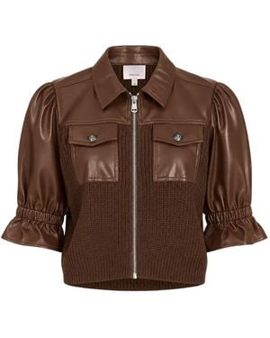 Cinq À Sept Holly Knit-Panel Jacket - Brown