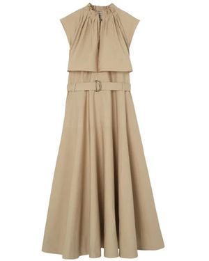 Burberry Cotton Poplin Midi Dress - Natural