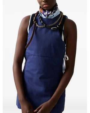 Miu Miu Vestido Corto Con Espalda Descubierta Y Logo - Azul
