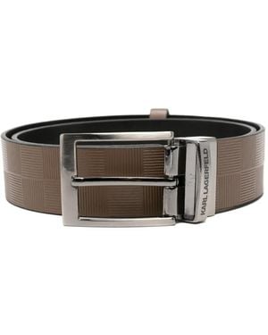 KARL LAGERFELD Check-Pattern Belt - Grey