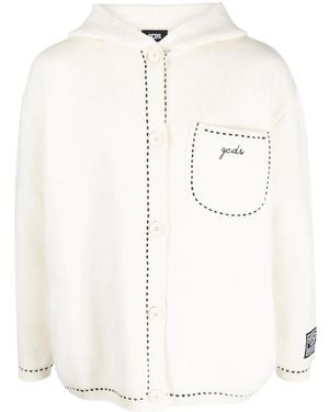 Gcds Logo-Embroidered Hooded Jacket - Natural