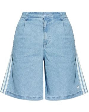 adidas Summer Glow Side-Stripe Denim Shorts - Blue