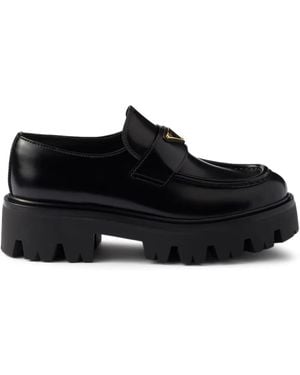 Prada トライアングルロゴ プラットフォームローファー - ブラック