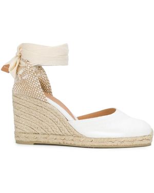 Castañer Espadrillas Carina in canvas con zeppa - Neutro