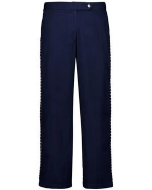 BAZISZT Crochet-Trim Corniche Trousers - Blue