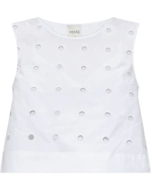Posse Peggy Eyelet Sleeveless Top - White