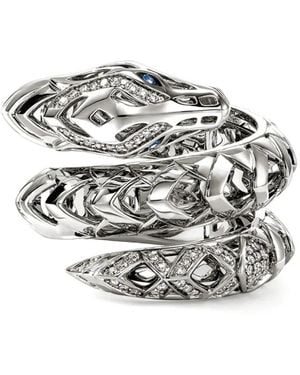 John Hardy Sterling Naga Diamond And Sapphire Ring - Metallic