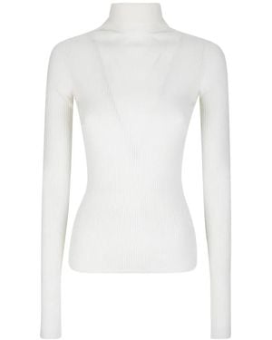Sportmax Ribbed-Knit Roll-Neck Sweater - White