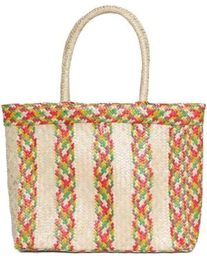 Brigitte Bardot Bahia Striped Woven Beach Bag - White