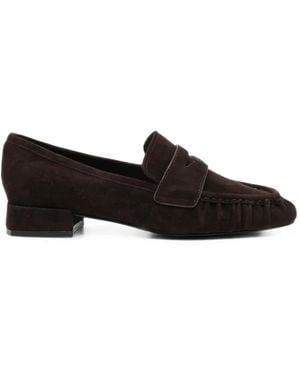 Bibi Lou Lyra Ruched Suede Loafers - Black