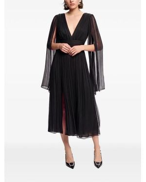 Framboise Pleated Silk Midi Dress - Black