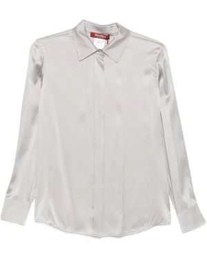 Max Mara Concealed-Front Silk Shirt - White