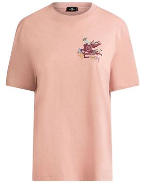 Etro Pegaso-Motif T-Shirt - Pink