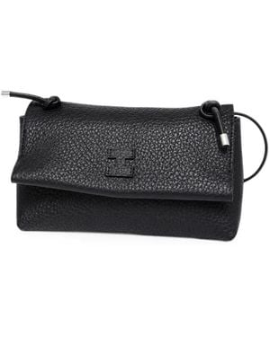 Iacucci Grained-Leather Logo-Patch Tote Bag - Black