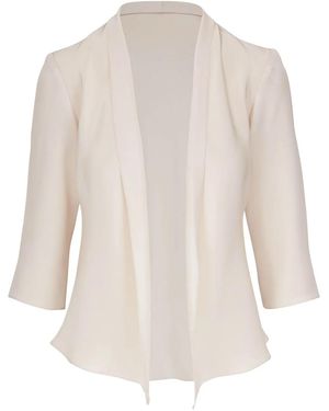 Peter Cohen Open-Front Collarless Silk Jacket - White