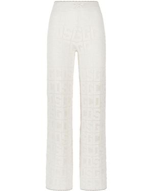 Gcds Monogram Crochet-Knit Pants - White