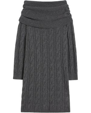 Max Mara Cable-knit Off-shoulder Midi Dress - Grey