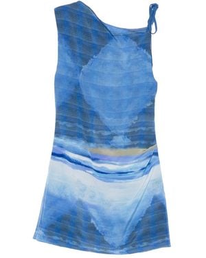 SIR. Vestido corto Isla con ondas estampadas - Azul