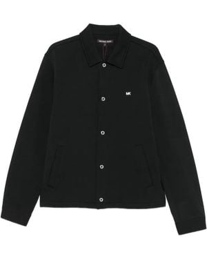 Michael Kors Logo-Plaque Press-Stud Shirt - Black