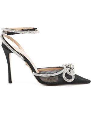 Mach & Mach Double Bow Ankle-Strap Heeled Pumps - Metallic