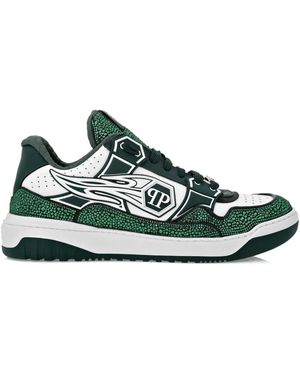 Philipp Plein Leather Low-Top Trainers Moon Walker - Green