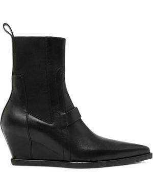 Rick Owens Wedge-Heel Pointed-Toe Boots - Black