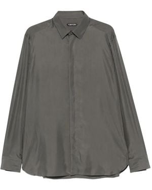 Tom Ford Camisa De Seda Con Corte Clásico - Gris