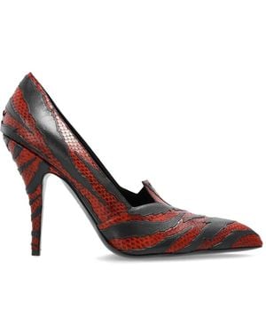 Versace Tigre Snakeskin-Effect Leather Court Shoes - Brown