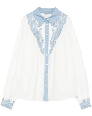 Hemant & Nandita Embroidered-Cuff Blouse - Blue