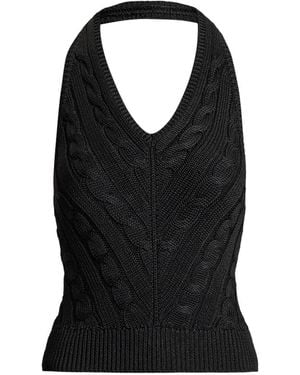 Ralph Lauren Cable-Knit Backless Halter Knitted Top - Black