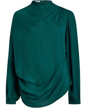 NELLS NELSON Mila Drape Silk Blouse - Green