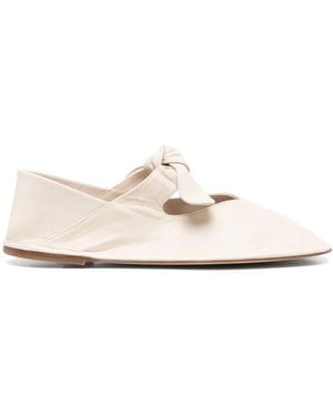 Hereu Patent Leather Bow Ballerinas - White