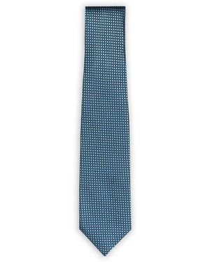 Isaia Stropdas Met Geometrisch Patroon - Blauw