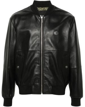 Just Cavalli Leather Bomber Jacket - Black