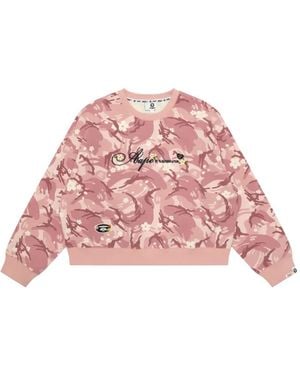 Aape By A Bathing Ape Camo-Print Logo-Embroidered Sweatshirt - Pink