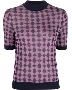 Tory Burch Geometric-Print Short-Sleeve Jumper - Purple