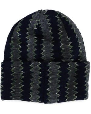 Missoni Zigzag-Knit Beanie Hat - Blue