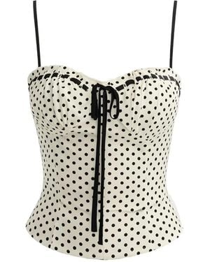 Reformation Haut Noué Andrea À Pois - White