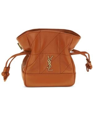 Saint Laurent Mini Jamie Leather Clutch Bag - Brown