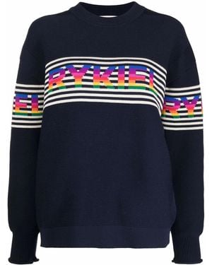 Sonia Rykiel ストライプ ロゴ セーター - ブルー