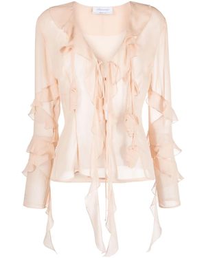 Blumarine ラッフルトリム シルクブラウス - ピンク