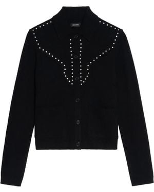 Zadig & Voltaire Stud-Embellished Crew-Neck Cardigan - Black