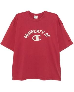 Champion Logo-Detail Short-Sleeve T-Shirt - Red