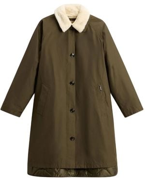 Woolrich Gefütterter Mantel mit Faux Fur - Grün