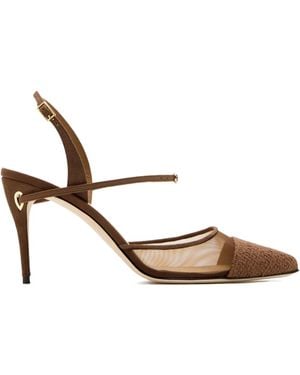 Jennifer Chamandi 85Mm Vittorio Mesh-Panelled Court Shoes - Metallic